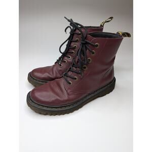Dr Martens Luana Cherry Red Leather Combat Boots Womens 8 Grunge Moto Punk Y2K